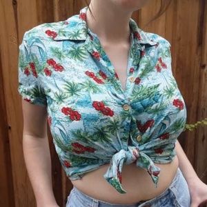 Cropped Hawaiian Luau Shirt
